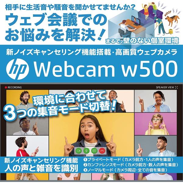 hp ヒューレット・パッカード ノイズキャンセリング機能付き フルHD 200万画素 ウェブカメラ W500