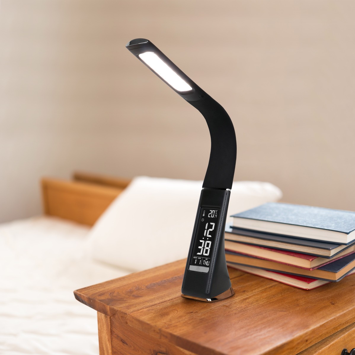 ゼピール LEDスタンドライト(デジタル表示付き) DLS-H2008-BK