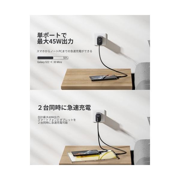 ボルトミー VOLTME USB急速充電器 Revo 45 Duo C+C USB PD(パワーデリバリー)対応 45W USB-C×2ポート 折りたたみ式プラグ ブラック V2141