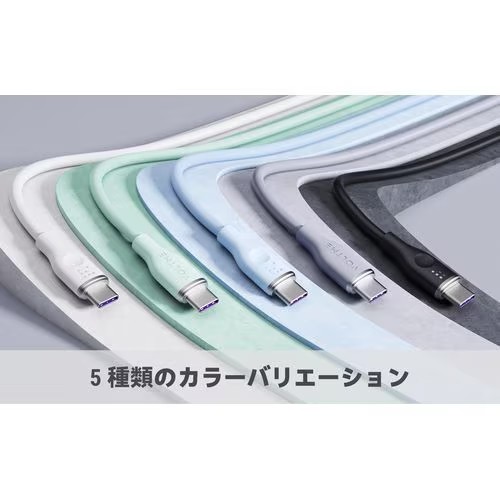 ボルトミー VOLTME モスシリーズ(Eマーカー)シリコン 充電ケーブル USB-C&USB-C 100W グレー 1m C2144