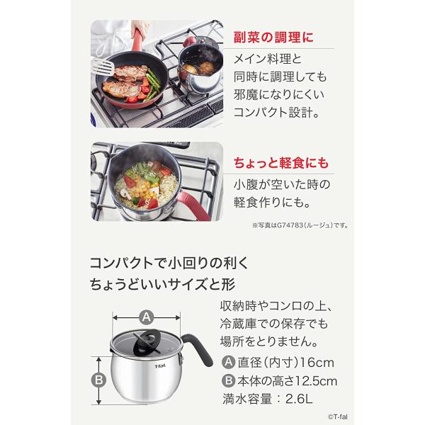 ティファール マルチポット 片手鍋 16cm 2.6L IH ガス火対応 オプティスペースIH ステンレス マルチポット G74683