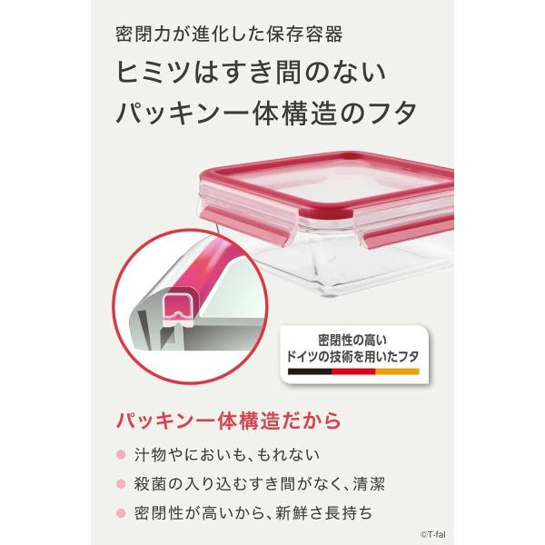 ティファール 密閉保存容器 ガラス製 マスターシール グラス スクエア 800ml N10414