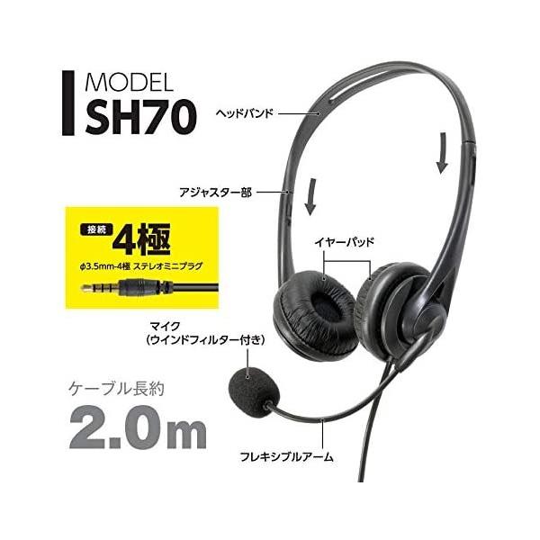多摩電子工業 ヘッドセット φ3.5mmミニプラグ 両耳 ヘッドバンドタイプ TSH70K