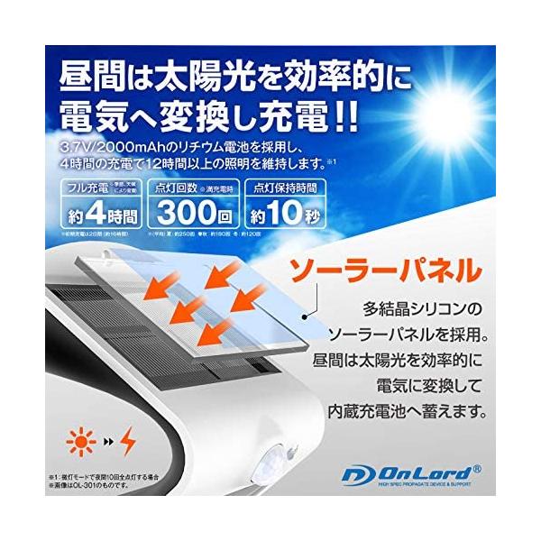 オンロード センサー付き LEDソーラーライト OL-304W Plus
