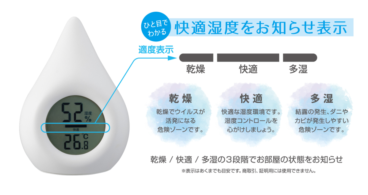 アピックス デジタル温湿度計 SHIZUKU AHM-140(WH)