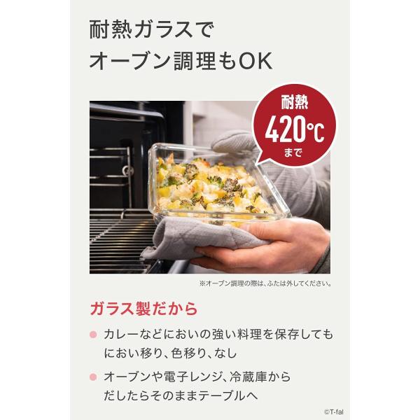 ティファール 密閉保存容器 ガラス製 マスターシール グラス スクエア 800ml N10414