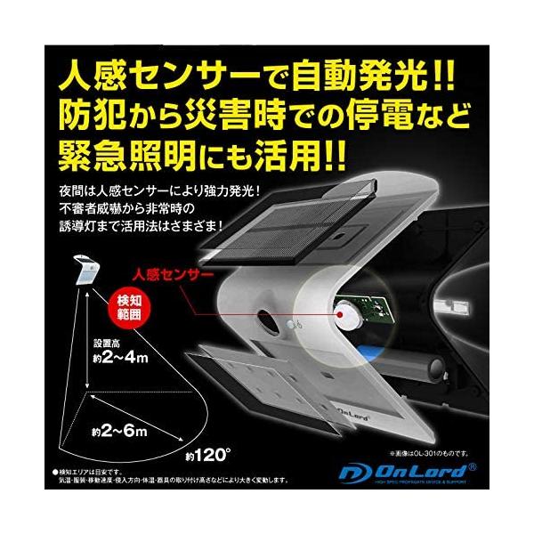 オンロード センサー付き LEDソーラーライト OL-304W Plus