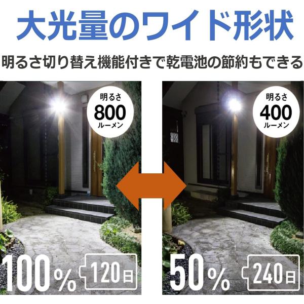 ムサシ 9Wワイド フリーアーム式LED乾電池センサーライト LED-170