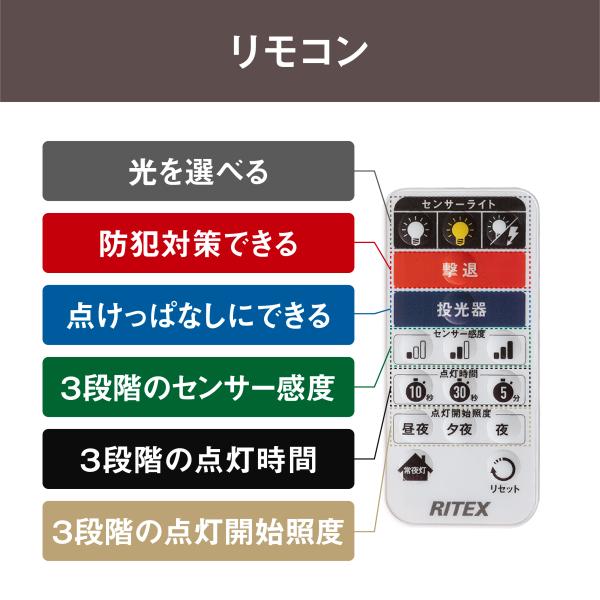 ムサシ 9W×3灯 フリーアーム式LEDセンサーライト リモコン付 LED-AC3027