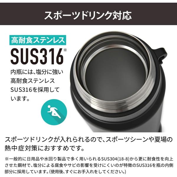 ピーコック 水筒 1L スポーツドリンク対応 ストラップ付 スポーツマグ マットクリア AKD-RS101(MC)