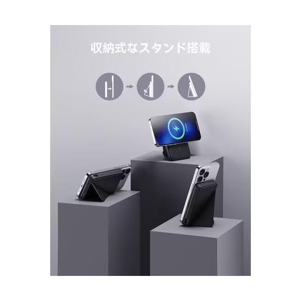 ボルトミー VOLTME MagSafe対応 7.5W ワイヤレス充電モバイルバッテリー 5000mAh ケーブル付属(ブラック)MagPak 5K B3018