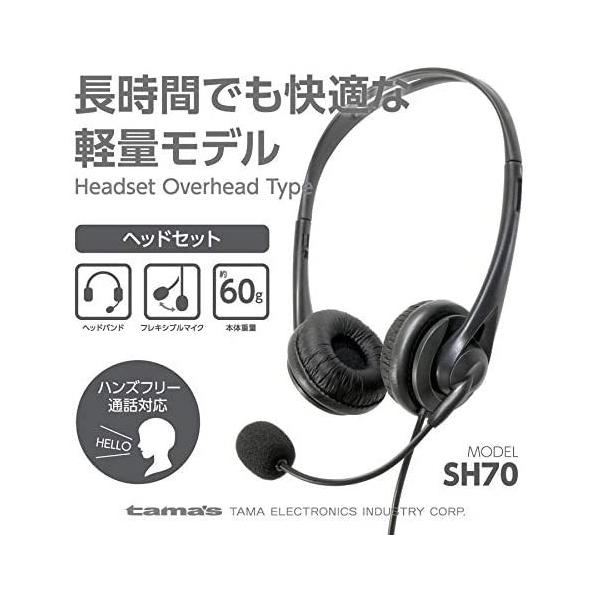 多摩電子工業 ヘッドセット φ3.5mmミニプラグ 両耳 ヘッドバンドタイプ TSH70K