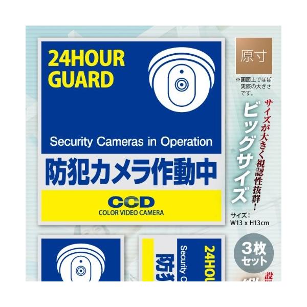 セキュリティーステッカー 「防犯カメラ作動中」 3種セット OS-183