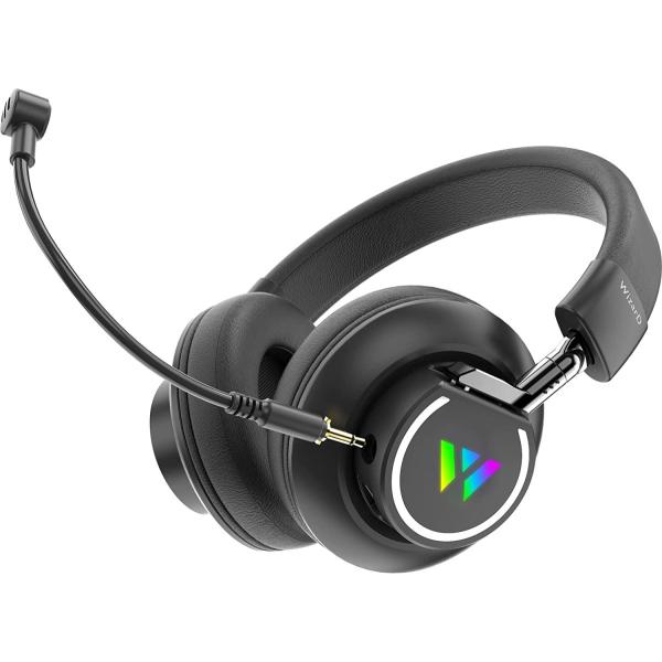 WizarD 低遅延 Bluetooth5.1 ゲーミング ヘッドセッド マイク着脱可能 ヘッド90度回転 HK21C2