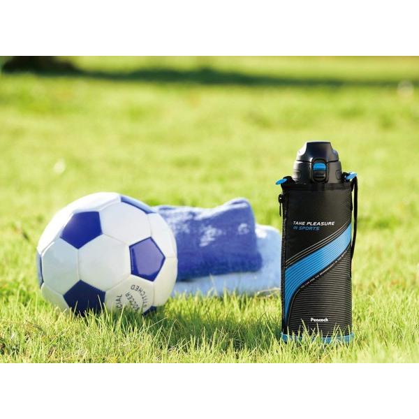 ピーコック ステンレスボトル ストレートドリンク (ポーチ付き) 0.8L ブルー AJC-F81A