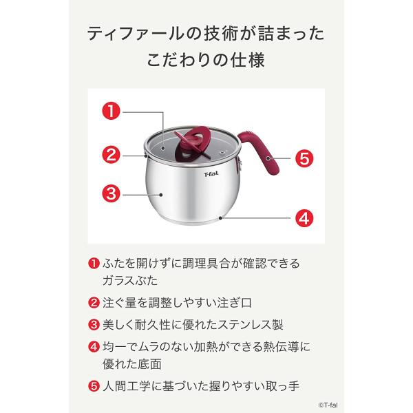 ティファール マルチポット 片手鍋 16cm 2.6L IH ガス火対応 オプティスペースIH ステンレス マルチポット G74783