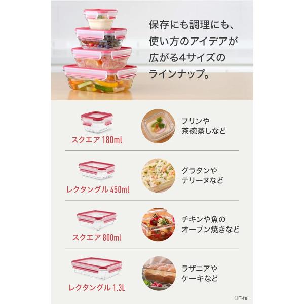 ティファール 密閉保存容器 ガラス製 マスターシール グラス スクエア 800ml N10414