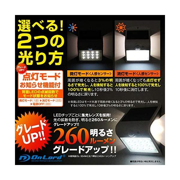 オンロード センサー付き LEDソーラーライト OL-304W Plus