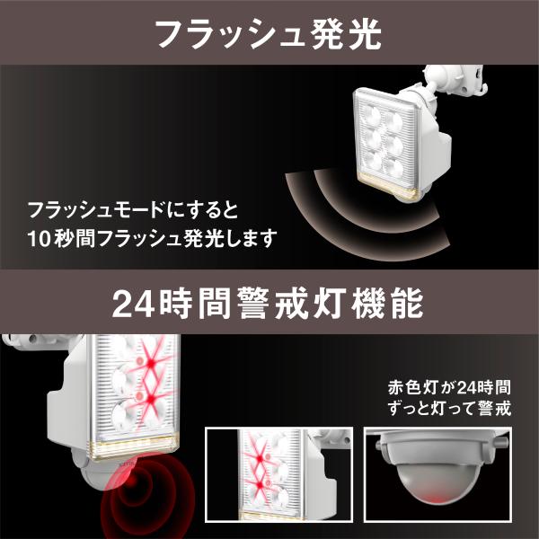 ムサシ 9W×1灯 フリーアーム式 LEDセンサーライト リモコン付 LED-AC1009