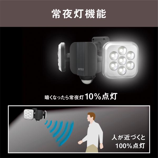 ムサシ RITEX 11W×2灯 フリーアーム式 LEDセンサーライト LED-AC2022