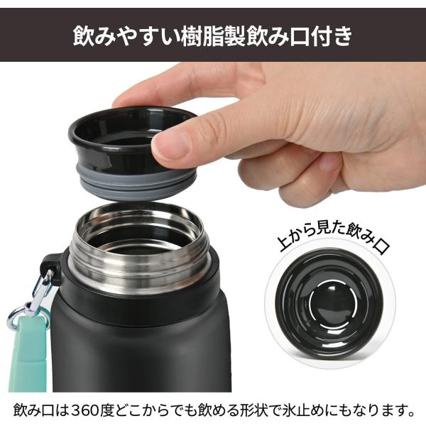 ピーコック 水筒 1L スポーツドリンク対応 ストラップ付 スポーツマグ マットブラック AKD-RS101(BD)