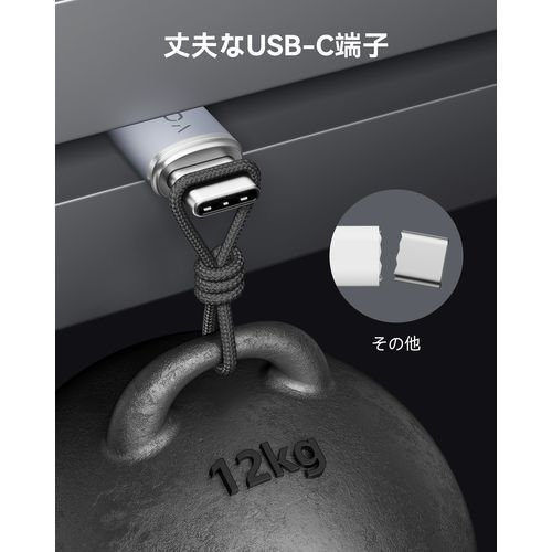 ボルトミー VOLTME ラグシリーズナイロン 充電ケーブル USB-C&USB-C 60W グレー 1.8m C2165