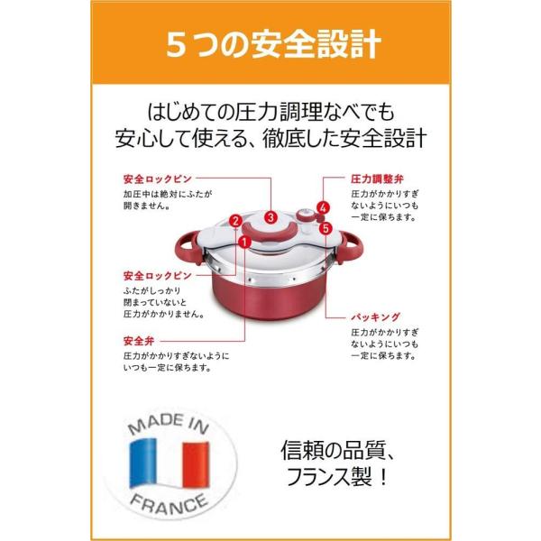 ティファール 圧力鍋 4.2L IH対応 2~4人用 クリプソ ミニット デュオ ルージュ 4.2L P4704231