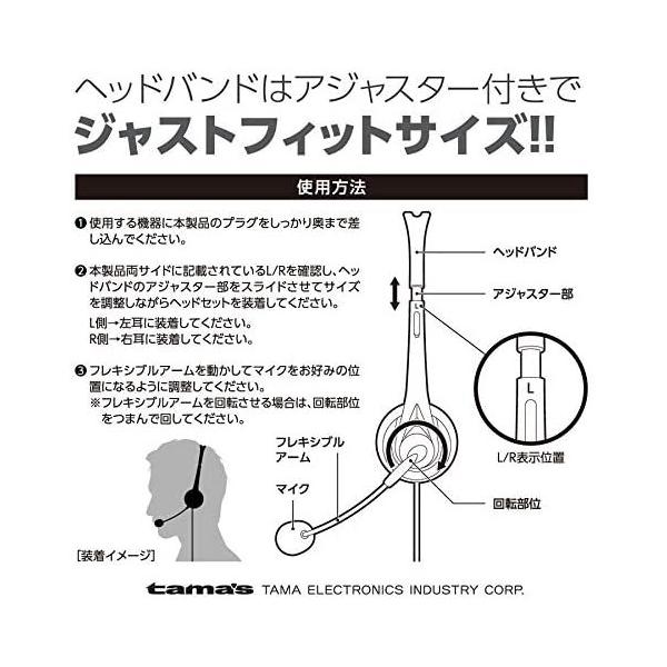 多摩電子工業 ヘッドセット φ3.5mmミニプラグ 両耳 ヘッドバンドタイプ TSH70K