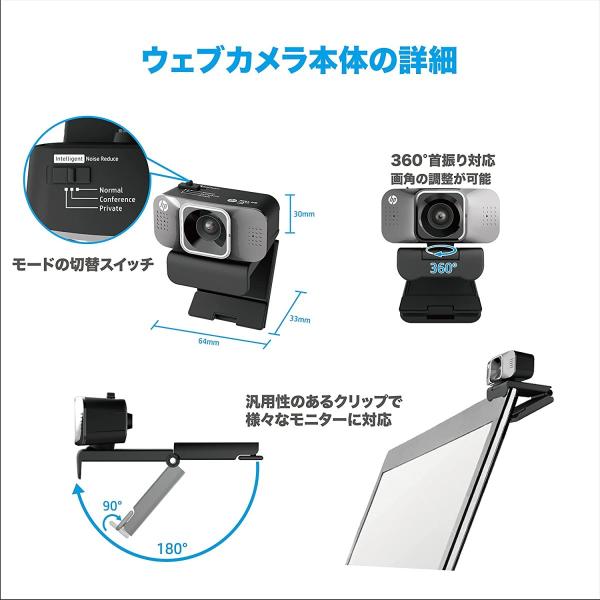 hp ヒューレット・パッカード ノイズキャンセリング機能付き フルHD 200万画素 ウェブカメラ W500
