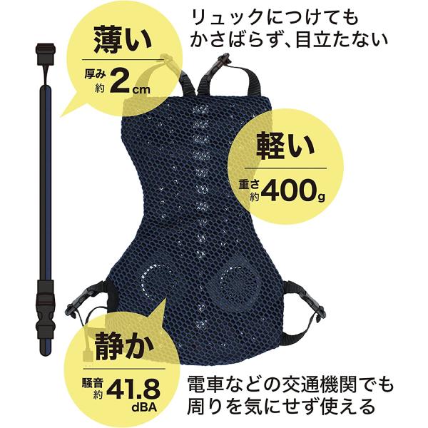 ロングフィールド RuCool2 リュックール2 リュックに付けるUSBファン ネイビー LF2201-8NV