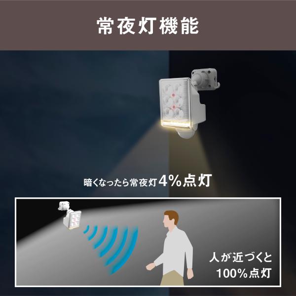 ムサシ 9W×1灯 フリーアーム式 LEDセンサーライト リモコン付 LED-AC1009