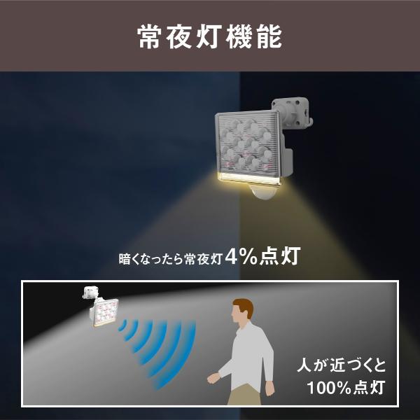 ムサシ 12W×1灯 フリーアーム式 LEDセンサーライト リモコン付 LED-AC1015