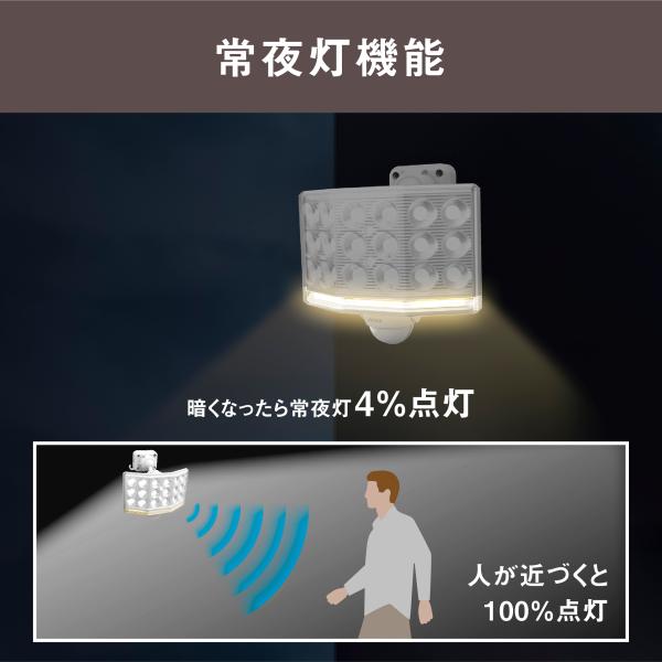 ムサシ 18Wワイド フリーアーム式 LEDセンサーライト リモコン付 LED-AC1018