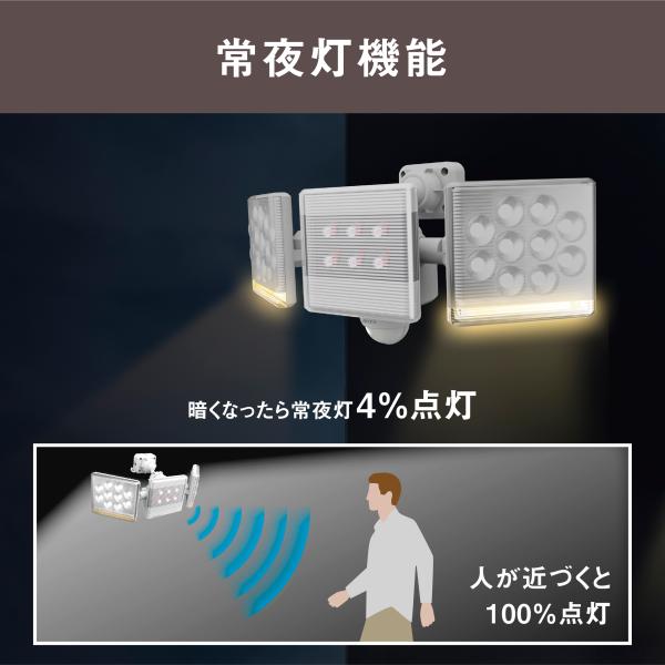 ムサシ 12W×2灯 フリーアーム式 LEDセンサーライト リモコン付 LED-AC2030