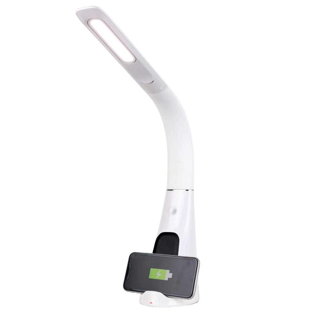 ゼピール LEDスタンドライト スマホワイヤレス充電(Qi)/USB充電対応 ホワイト DQL-H1009-WH