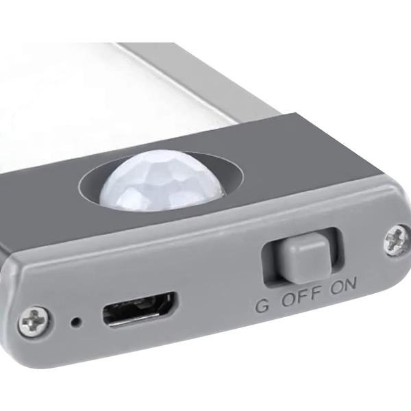 トレードワン 人感センサーモード搭載 USB充電式 LEDマグネットライトバー シルバー 30714