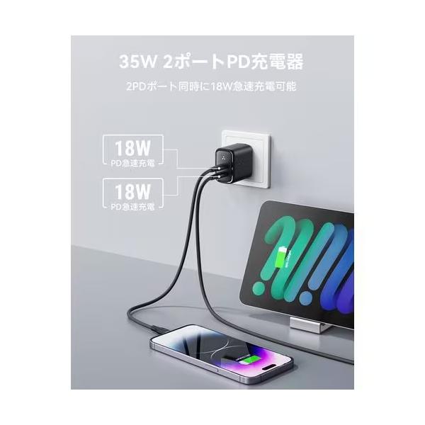 ボルトミー VOLTME USB急速充電器 Revo 35 Duo C+C USB PD(パワーデリバリー)対応 35W USB-C×2ポート 折りたたみ式プラグ ブラック V2137