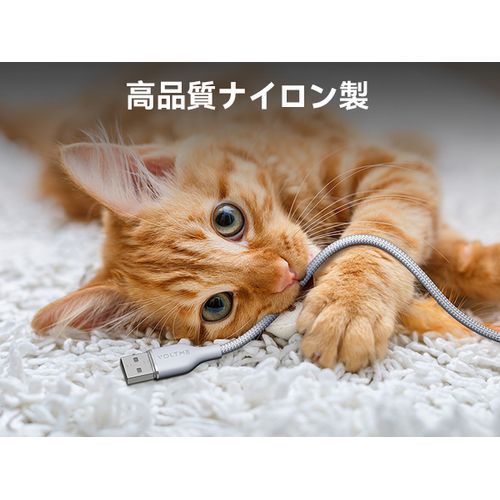 ボルトミー VOLTME ラグシリーズナイロン 充電ケーブル USB-C&USB-C 60W グレー 1.8m C2165