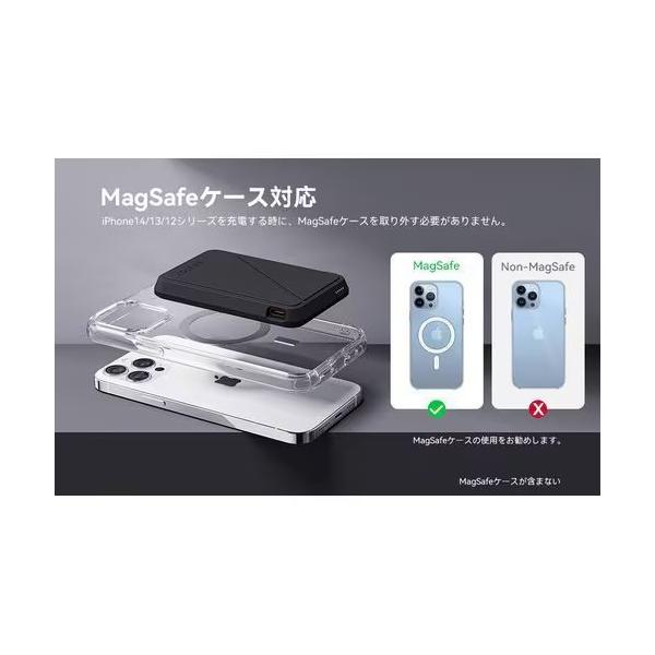 ボルトミー VOLTME MagSafe対応 7.5W ワイヤレス充電モバイルバッテリー 5000mAh ケーブル付属(ブラック)MagPak 5K B3018