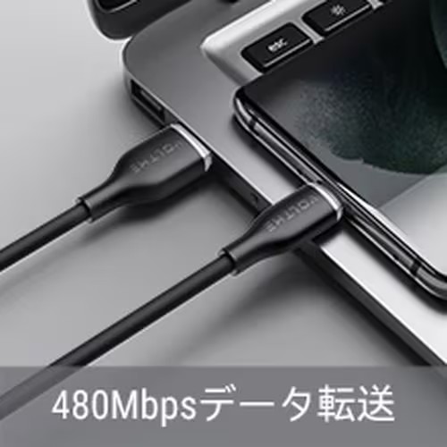 ボルトミー VOLTME モスシリーズシリコン 充電ケーブル USB-C&USB-A 60W ブラック 1.8m C2126