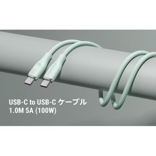 ボルトミー VOLTME モスシリーズ(Eマーカー)シリコン 充電ケーブル USB-C&USB-C 100W グリーン 1m C2143