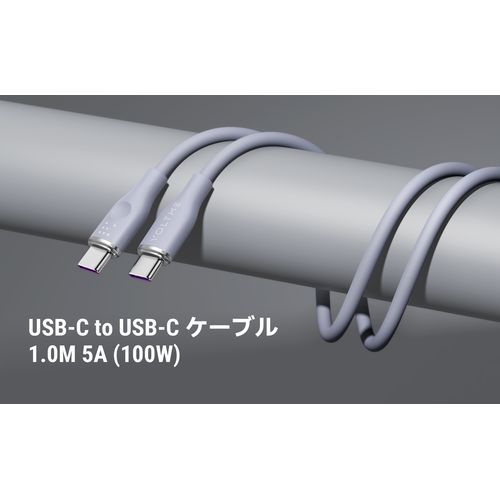 ボルトミー VOLTME モスシリーズ(Eマーカー)シリコン 充電ケーブル USB-C&USB-C 100W グレー 1m C2144