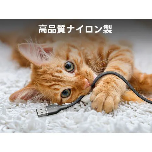 ボルトミー VOLTME ラグシリーズナイロン 充電ケーブル USB-A&USB-C 60W ブラック 1.8m C2154