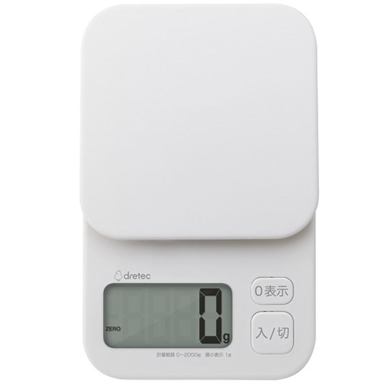ドリテック 大画面デジタルスケール 2kg トルテ ホワイト KS-732(WT)