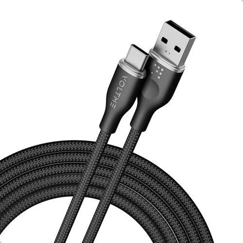 ボルトミー VOLTME ラグシリーズナイロン 充電ケーブル USB-A&USB-C 60W ブラック 1.8m C2154