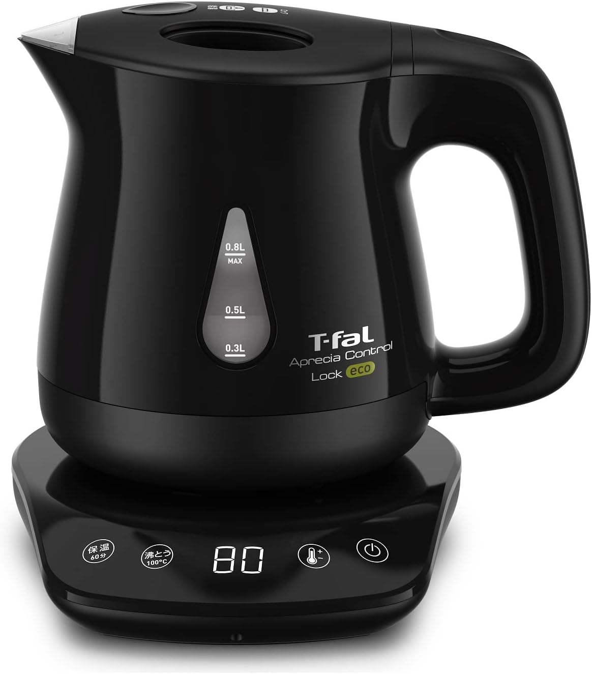 ティファール 電気ケトル 0.8L 温度調節 8段階 転倒お湯もれロック アプレシア ロック コントロール エコ ブラック KO8418JP